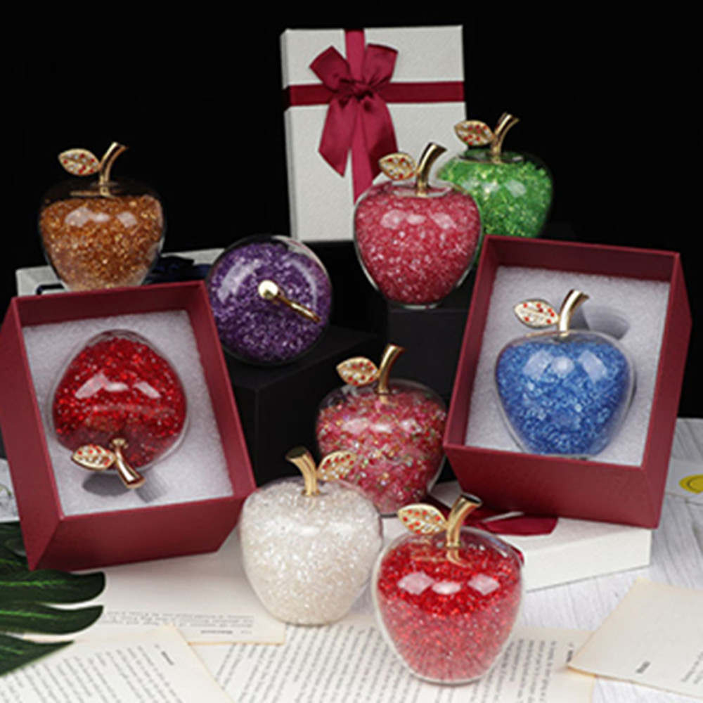 Paper Weight Crystal - ที่ทับกระดาษ apel Kristal สีพร้อมเพชรธรรมชาติงานฝีมือ Batu kaca