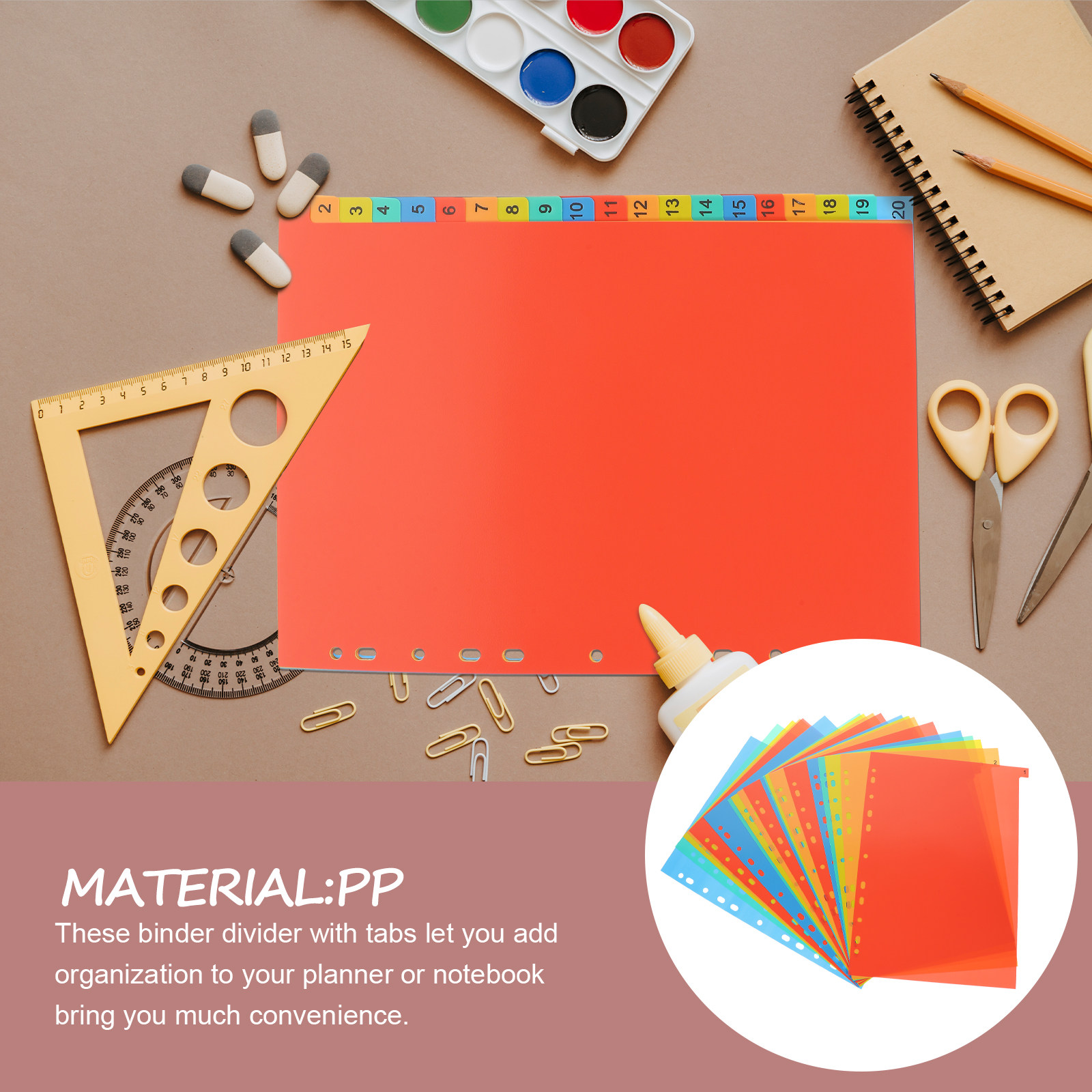 Tab Divider A4 - แผ่นแบ่งเอกสาร A4 แบบมีแถบ 20 แผ่น สำหรับสมุดแพลนเนอร์
