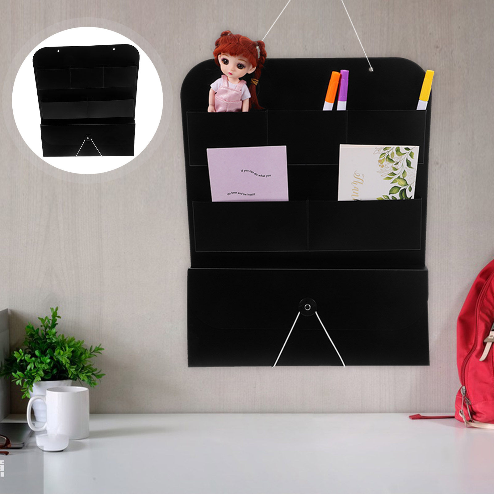 Magazine Holder Rack - ที่เก็บเอกสารแบบแขวนติดผนัง วัสดุ PP ชั้นวางนิตยสารแนวตั้ง ที่เก็บเอกสารสำนักงาน กระเป๋าเก็บของแบบแขวนหลายช่องสำหรับห้องเรียน