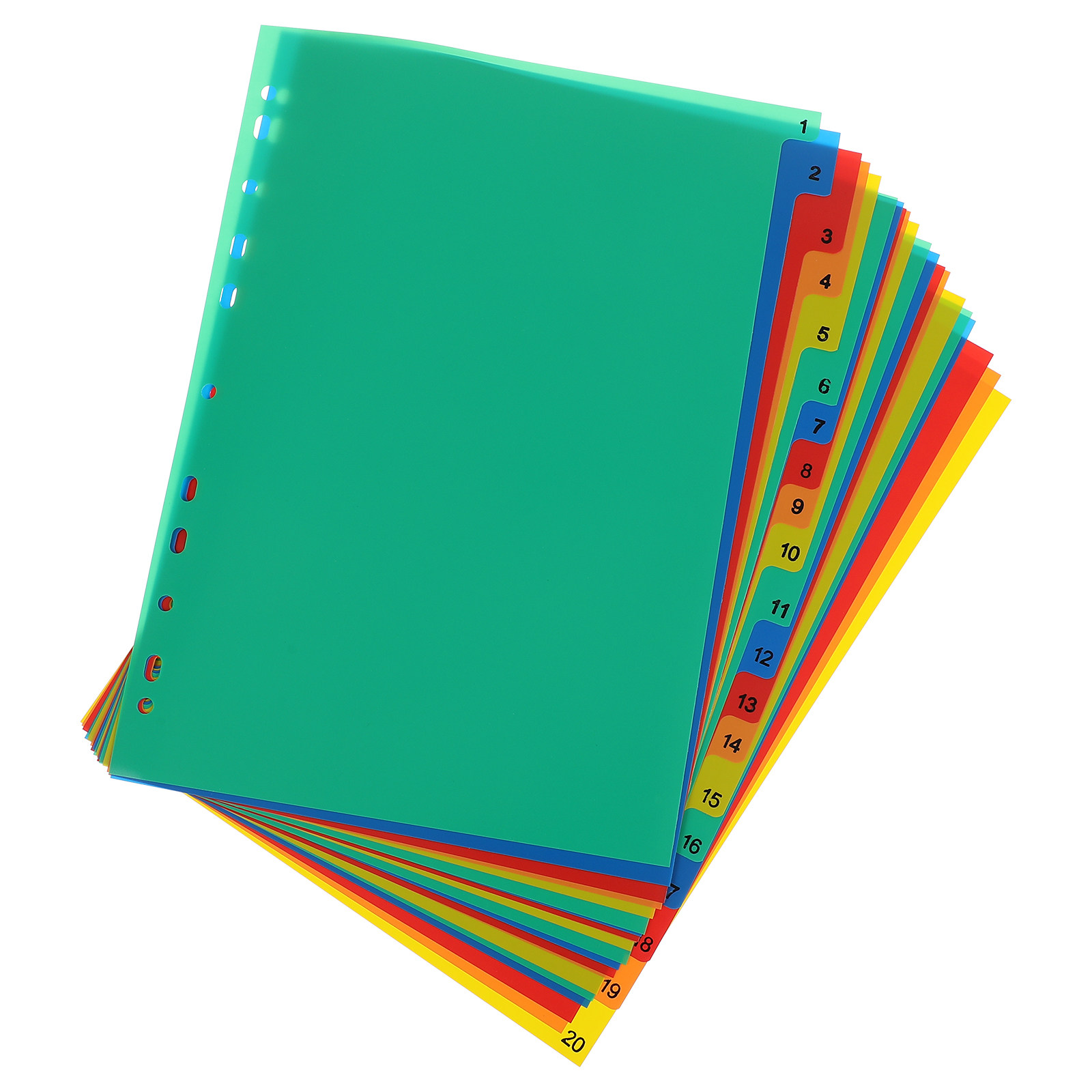 Tab Divider A4 - แผ่นแบ่งเอกสารพลาสติกสีสันสดใสขนาด A4 จำนวน 20 แผ่น สำหรับแฟ้มเอกสาร
