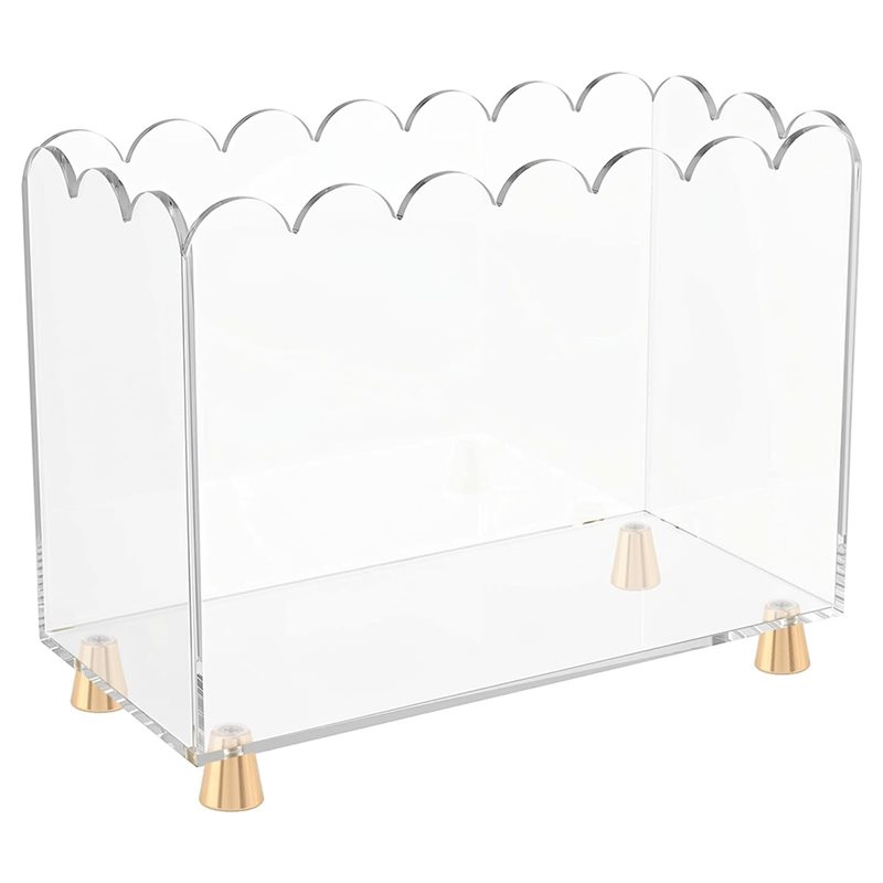 Magazine Holder Rack - ขายดี-ที่วางนิตยสารอะคริลิกแบบตั้งพื้นพร้อมขาโลหะ ดีไซน์ขอบโค้ง