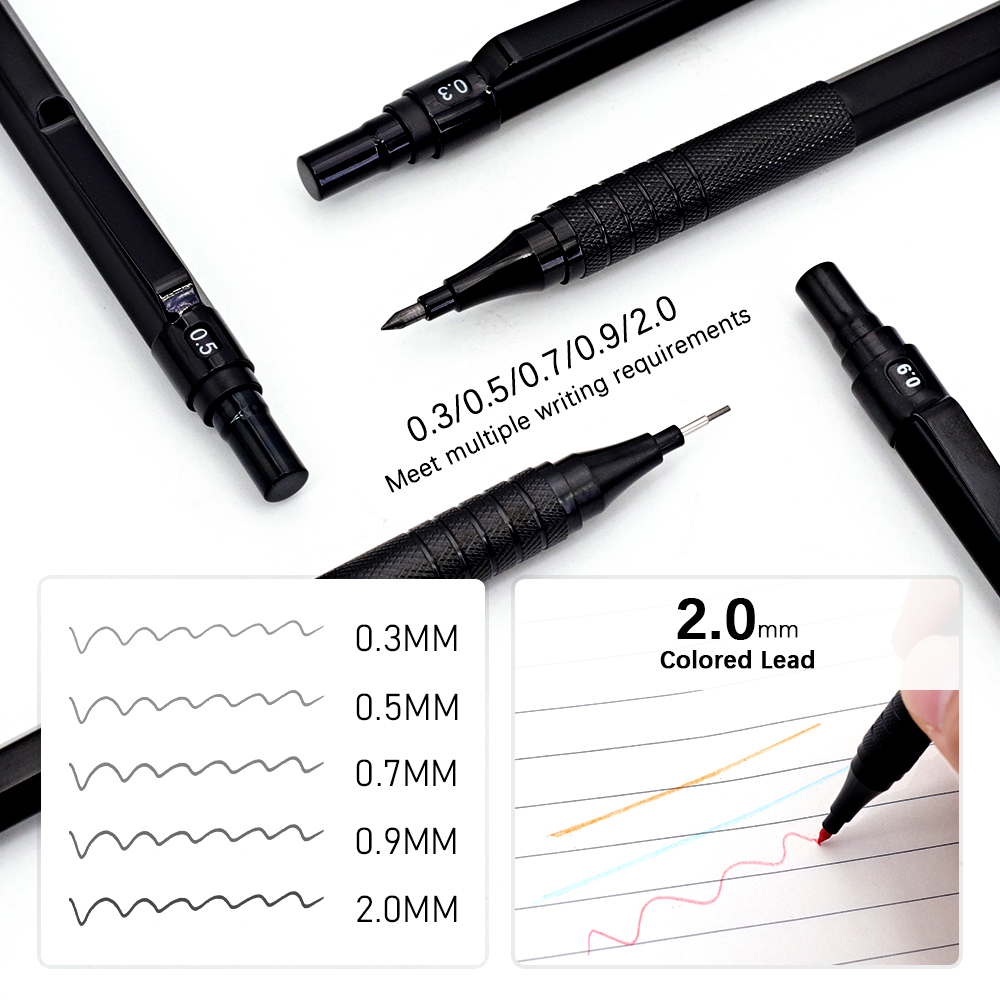 ชุดดินสอกดโลหะสีดำแบบศูนย์ถ่วง - Mechanical Pencil 0.3 บทวิจารณ์และราคา