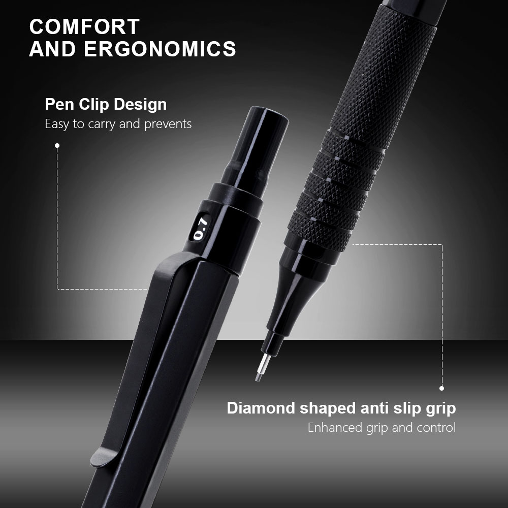 ชุดดินสอกดโลหะสีดำแบบศูนย์ถ่วง - Mechanical Pencil 0.3 บทวิจารณ์และราคา